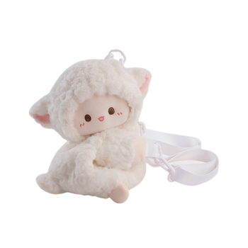 Dječji plišani ruksak s ovčicom, crtić dizajn, materijal: poliester, punilo PP pamuk, kratki pliš, mogućnost prilagodbe dizajna