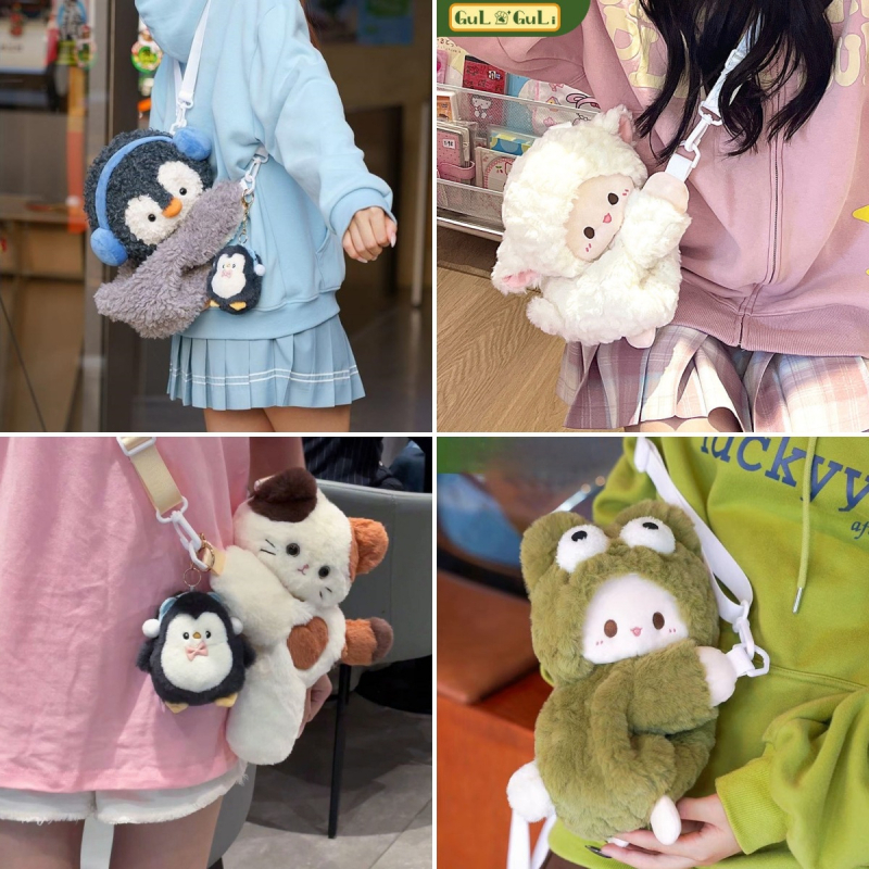 Dječji plišani ruksak s ovčicom, crtić dizajn, materijal: poliester, punilo PP pamuk, kratki pliš, mogućnost prilagodbe dizajna