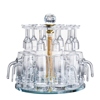 Flower Language Four Seasons Kristalno staklo vino set s graviranom skalom — dekanter, čašica za shot i držač čaša, 6–10 kom, premium kvaliteta, moderni minimalistički stil