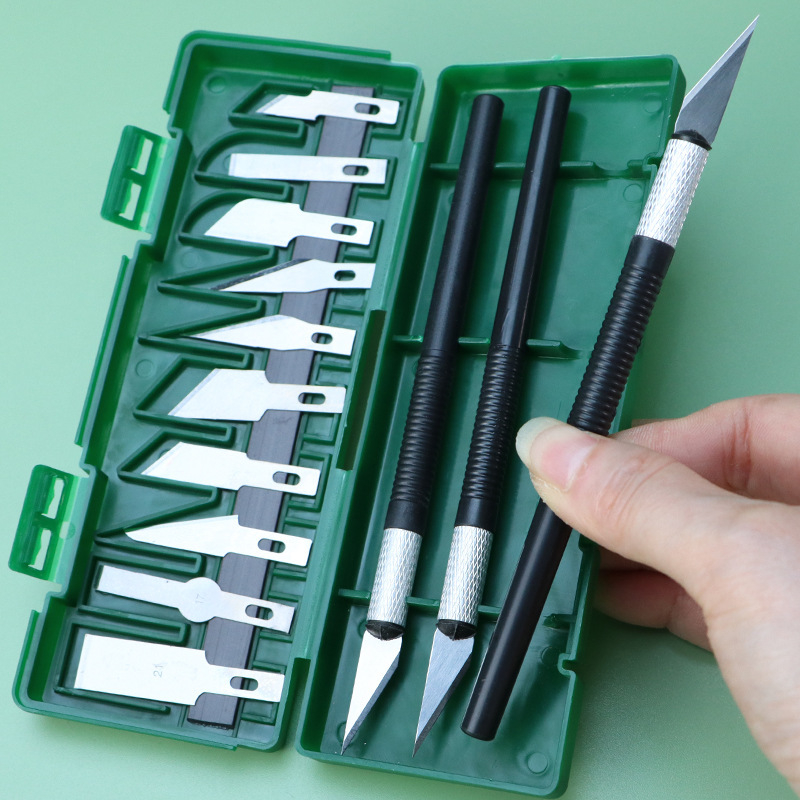 Set de instrumente de tăiere cu cuțit de gravură și placă de tăiere din PVC — Cuțit de tăiere, placă PVC, Greutate netă 0.15