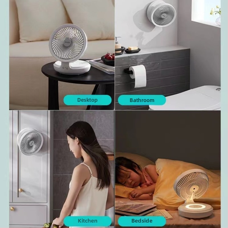 Eden bezdrôtový stenu ventilátor USB nabíjateľný, skladací mini ventilátor s integrovanou batériou, brushless motor, 3 rýchlosti, diaľkové ovládanie