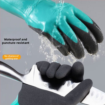 Rukavice na spracovanie rýb pre vodné pracovné prostredie, dlhé rukávy, gumovo-kožené, vodeodolné, protišmykové, odolné voči opotrebeniu, proti porezu, hrubšia verzia | Značka: Other; Hmotnosť: 1; Použitie: Kontaktujte zákaznícke služby