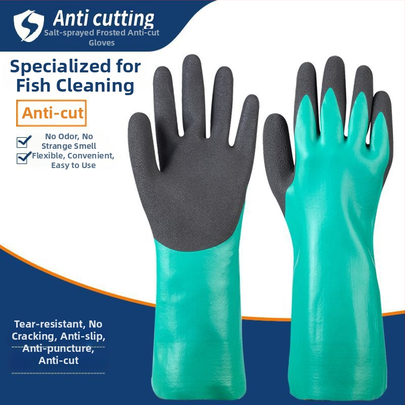 Rukavice na spracovanie rýb pre vodné pracovné prostredie, dlhé rukávy, gumovo-kožené, vodeodolné, protišmykové, odolné voči opotrebeniu, proti porezu, hrubšia verzia | Značka: Other; Hmotnosť: 1; Použitie: Kontaktujte zákaznícke služby