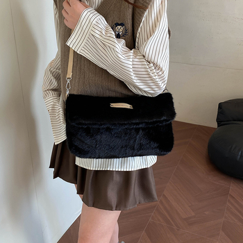 Damska vunena torbica s preklopom, velika kapaciteta, pravokutna crossbody torba s jednim remenom, magnetsko zatvaranje, podstava od velura, pretinac za telefon, gradski stil, zima 2025