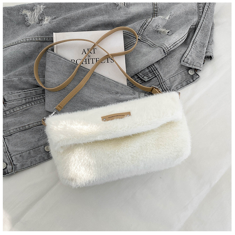 Damska vunena torbica s preklopom, velika kapaciteta, pravokutna crossbody torba s jednim remenom, magnetsko zatvaranje, podstava od velura, pretinac za telefon, gradski stil, zima 2025