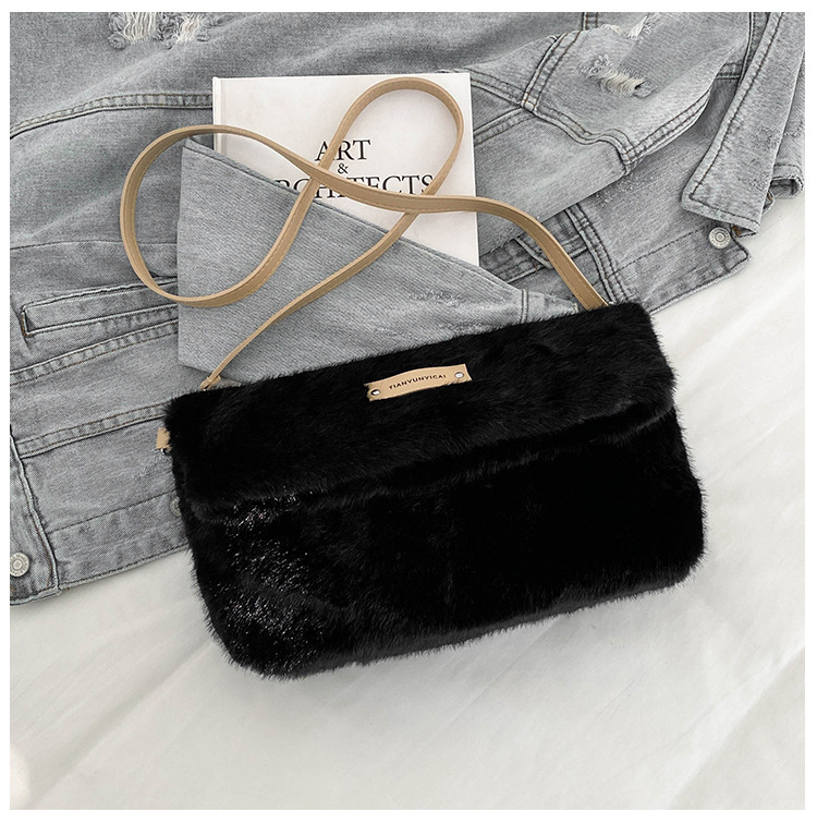 Damska vunena torbica s preklopom, velika kapaciteta, pravokutna crossbody torba s jednim remenom, magnetsko zatvaranje, podstava od velura, pretinac za telefon, gradski stil, zima 2025