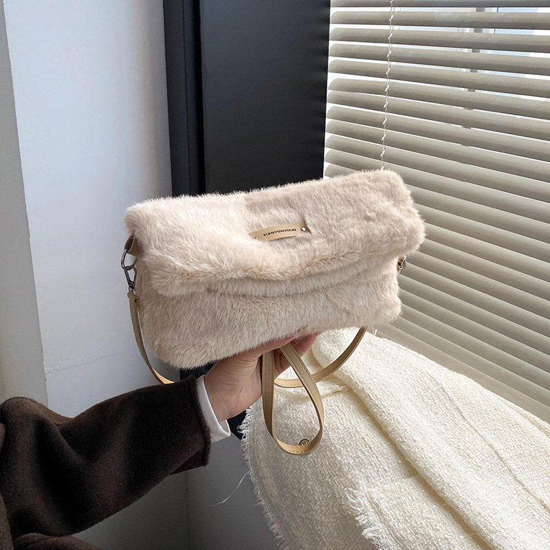 Damska vunena torbica s preklopom, velika kapaciteta, pravokutna crossbody torba s jednim remenom, magnetsko zatvaranje, podstava od velura, pretinac za telefon, gradski stil, zima 2025