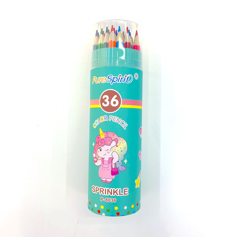 Školske bojice — drveno kućište, cilindrična ambalaža, brend purespirit, tip: Drugo