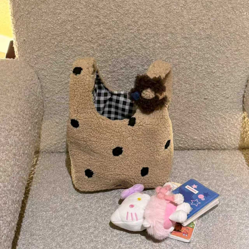 Casual pliš torba, kutija-oblik, otvoreni gornji dio, poliester podstava, jesen 2025 izdanje