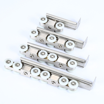 Rulment pentru ușă glisantă interioară, material: oțel inoxidabil / aliaj zincat, diametru exterior 22 mm, diametru ax 20 mm, rază a canelurii pentru frânghie 10.5 mm, sarcină maximă 10 kg pe roată, variante 4/6/8/12 role