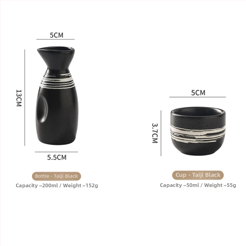 Porcelanski set za sake, japanskog stila, YC marka, trodjelni set s tiskanim logom