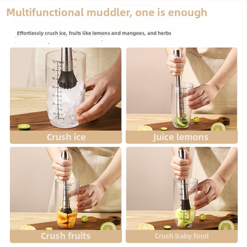 Aijige Nerezová oceľ 304 kladivo na drvenie ľadu a muddler na citrónový čaj - Moderný jednoduchý štýl