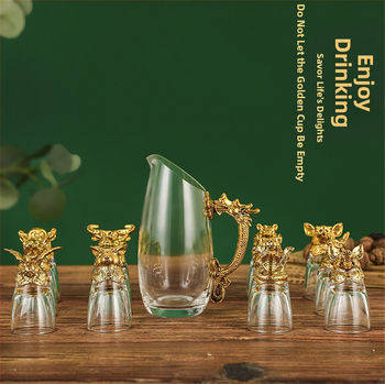Jun Rui Set od 12 čaša vina s dozatorom - kristalno staklo, kineski stil, luksuzni retro