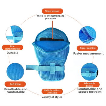 Rukavice na obmedzenie pohybu pre ležiacich seniorov, polyesterová sieťovina s bavlnenou podšívkou, teplé, prachotesné, rezaniu odolné