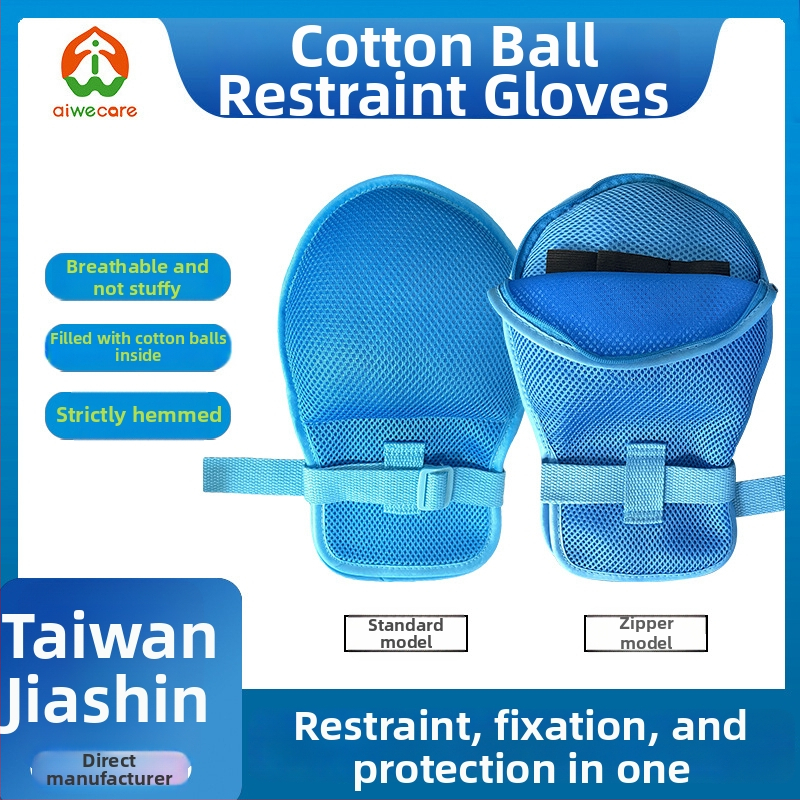 Rukavice na obmedzenie pohybu pre ležiacich seniorov, polyesterová sieťovina s bavlnenou podšívkou, teplé, prachotesné, rezaniu odolné