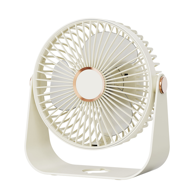 USB klipsni stolni ventilator s integriranim svjetlom, 3 lopatice, 5 brzina, ugrađena baterija 500–800 mAh