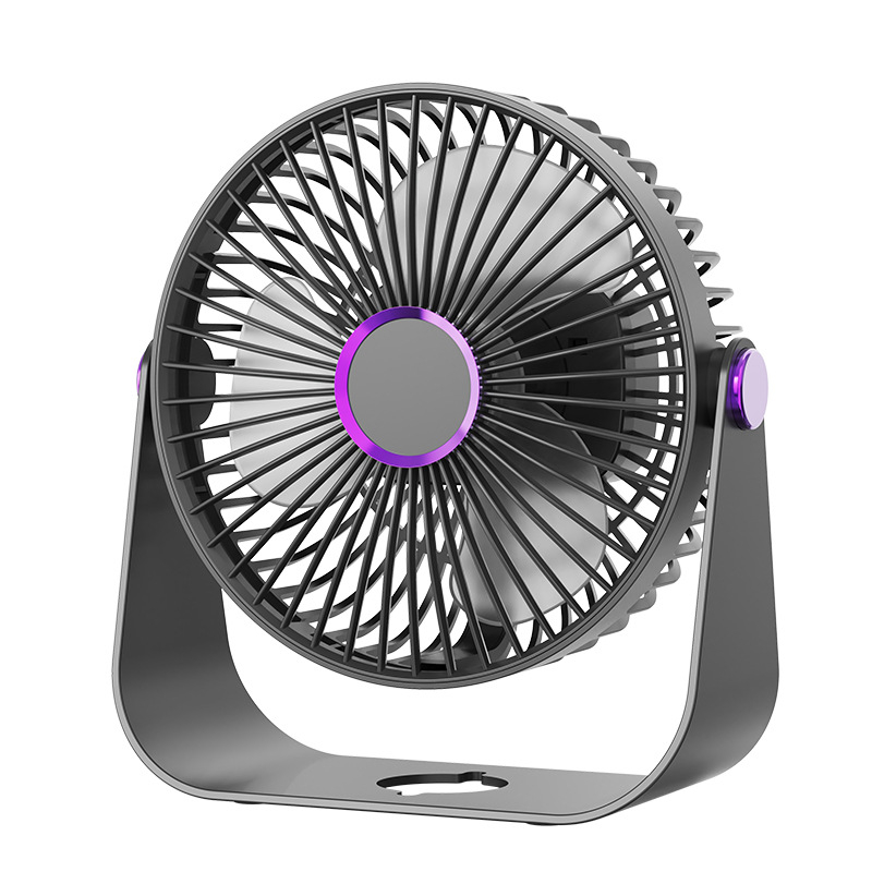 USB klipsni stolni ventilator s integriranim svjetlom, 3 lopatice, 5 brzina, ugrađena baterija 500–800 mAh