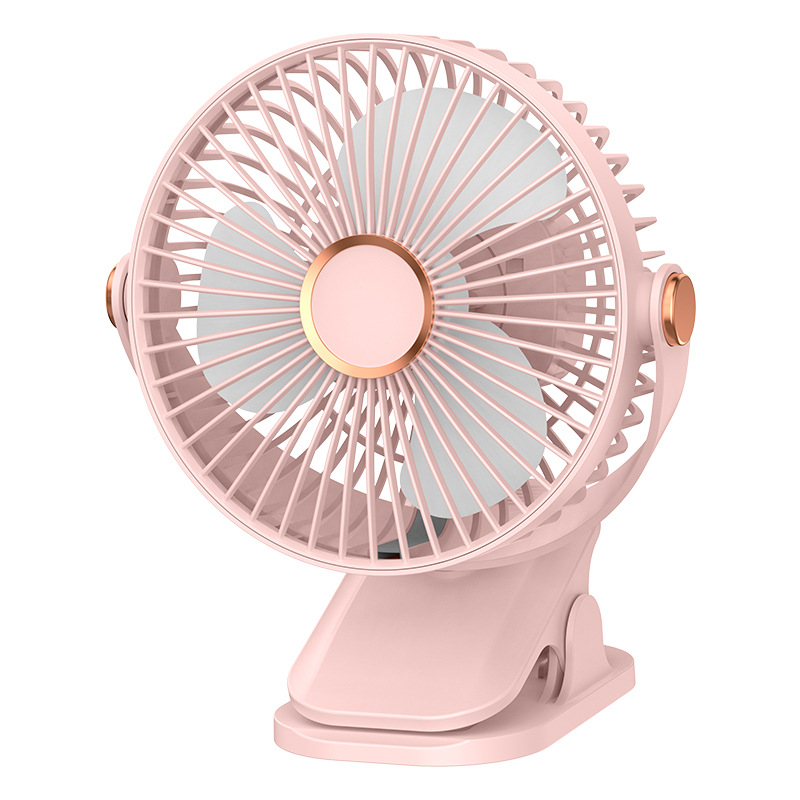 USB klipsni stolni ventilator s integriranim svjetlom, 3 lopatice, 5 brzina, ugrađena baterija 500–800 mAh