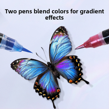 Dvojstranný akrylový marker s glitrom a mäkkým hrotom na akvarel, guľatý hrot, nevymazateľný, pre študentov a denníky