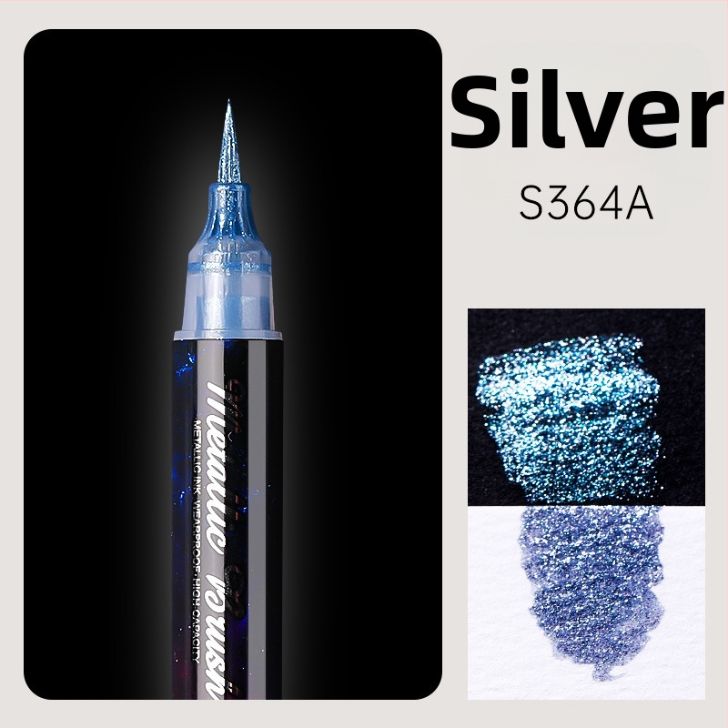 Dvojstranný akrylový marker s glitrom a mäkkým hrotom na akvarel, guľatý hrot, nevymazateľný, pre študentov a denníky