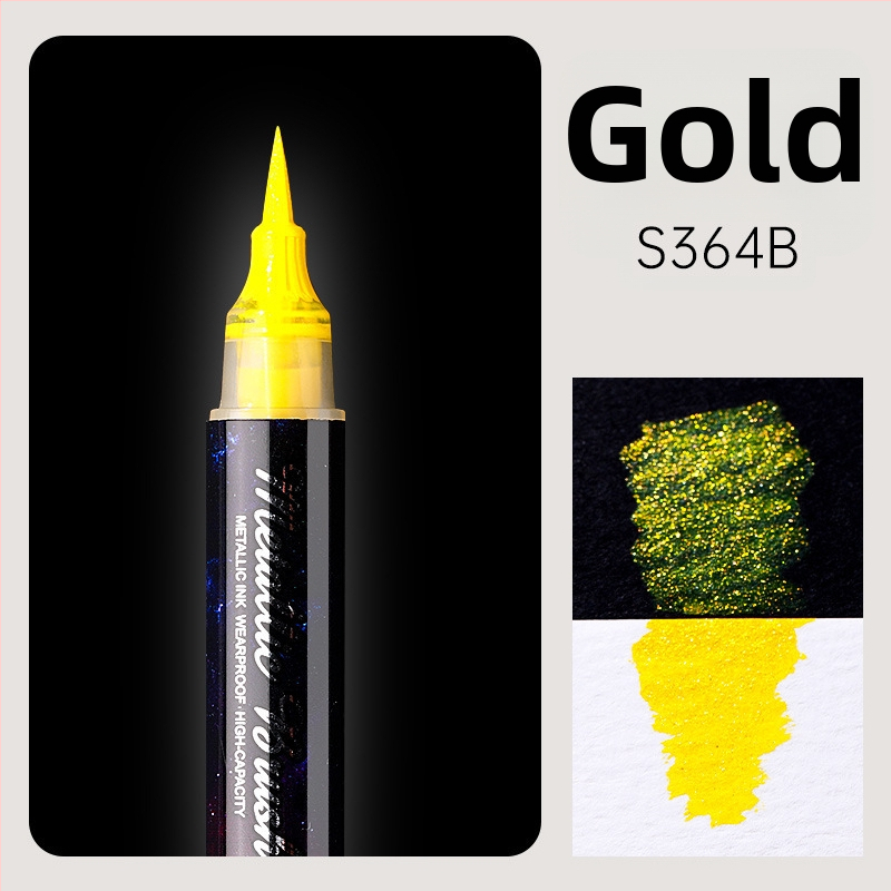 Dvojstranný akrylový marker s glitrom a mäkkým hrotom na akvarel, guľatý hrot, nevymazateľný, pre študentov a denníky