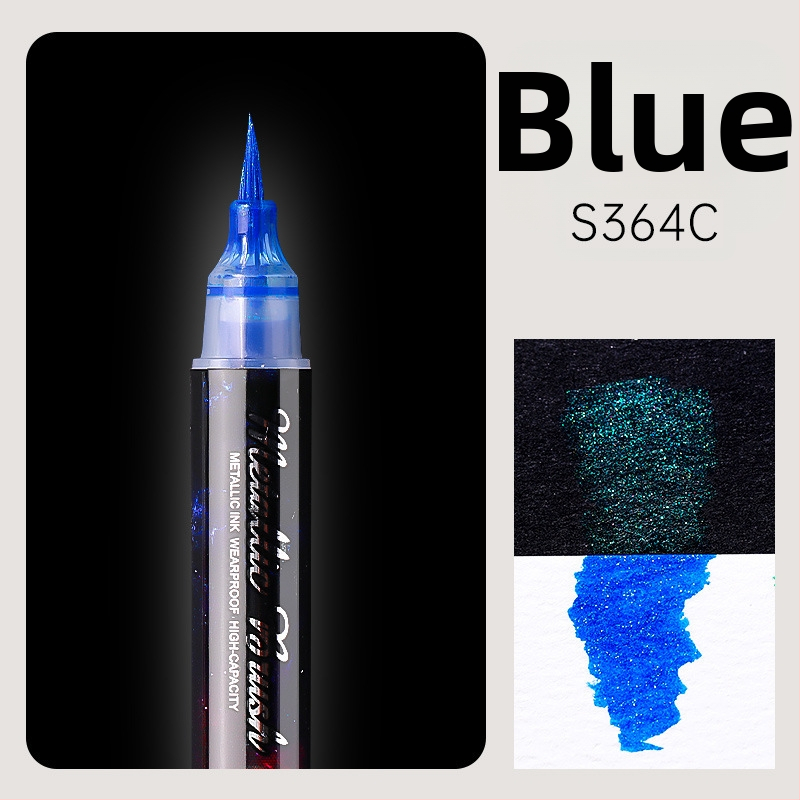 Dvojstranný akrylový marker s glitrom a mäkkým hrotom na akvarel, guľatý hrot, nevymazateľný, pre študentov a denníky