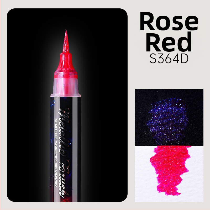 Dvojstranný akrylový marker s glitrom a mäkkým hrotom na akvarel, guľatý hrot, nevymazateľný, pre študentov a denníky