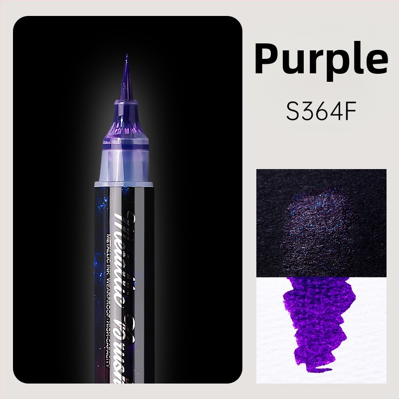 Dvojstranný akrylový marker s glitrom a mäkkým hrotom na akvarel, guľatý hrot, nevymazateľný, pre študentov a denníky