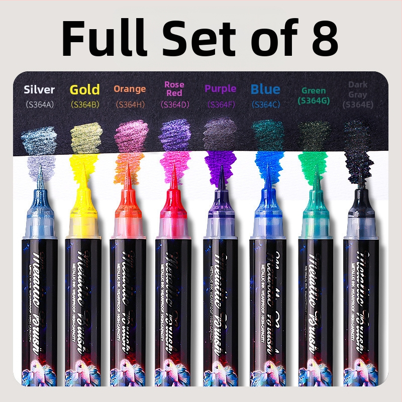 Dvojstranný akrylový marker s glitrom a mäkkým hrotom na akvarel, guľatý hrot, nevymazateľný, pre študentov a denníky