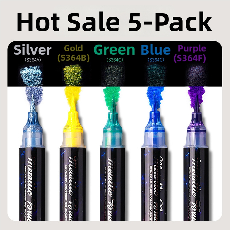 Dvojstranný akrylový marker s glitrom a mäkkým hrotom na akvarel, guľatý hrot, nevymazateľný, pre študentov a denníky