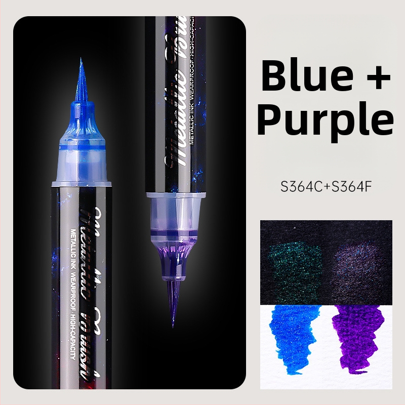 Dvojstranný akrylový marker s glitrom a mäkkým hrotom na akvarel, guľatý hrot, nevymazateľný, pre študentov a denníky