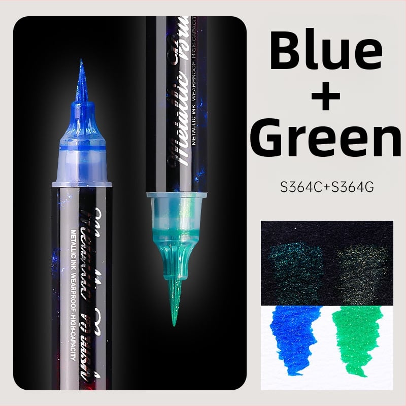 Dvojstranný akrylový marker s glitrom a mäkkým hrotom na akvarel, guľatý hrot, nevymazateľný, pre študentov a denníky