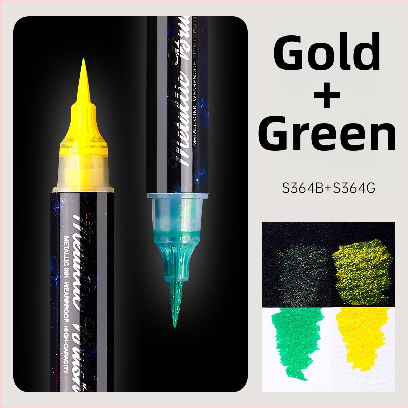 Dvojstranný akrylový marker s glitrom a mäkkým hrotom na akvarel, guľatý hrot, nevymazateľný, pre študentov a denníky