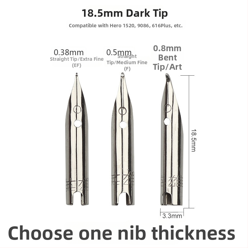 Hero EF hrot na pero — náhradný hrot pre plniace pero, kovový, kompatibilný s modelmi 359, 1060, 1021, 6006; balenie 10 kusov