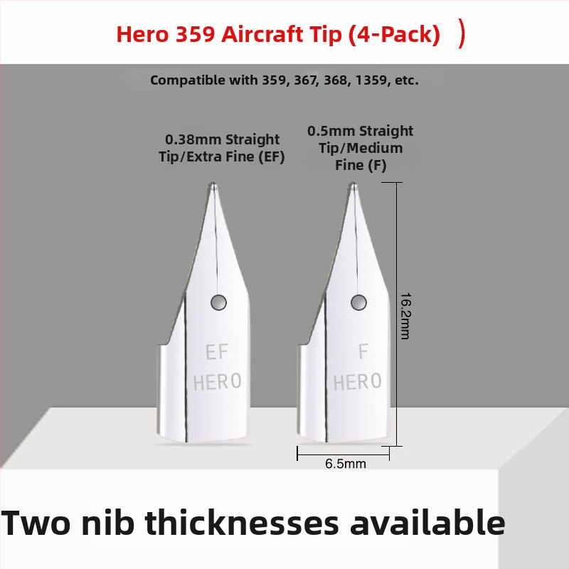 Hero EF hrot na pero — náhradný hrot pre plniace pero, kovový, kompatibilný s modelmi 359, 1060, 1021, 6006; balenie 10 kusov