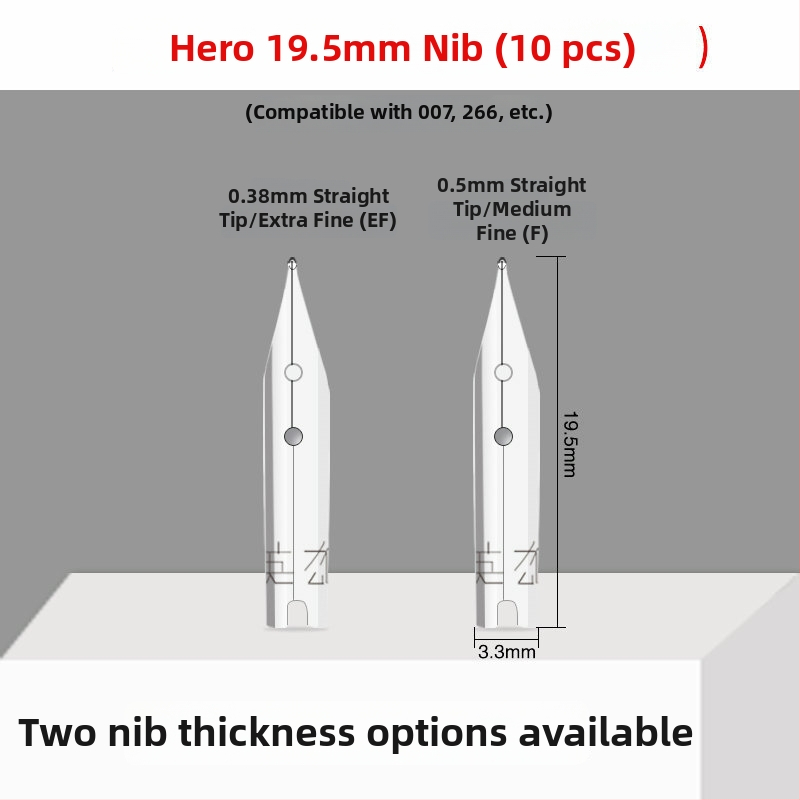 Hero EF hrot na pero — náhradný hrot pre plniace pero, kovový, kompatibilný s modelmi 359, 1060, 1021, 6006; balenie 10 kusov