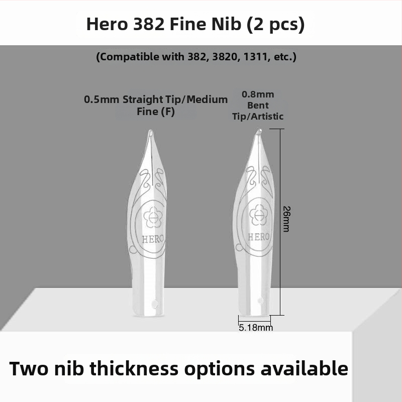 Hero EF hrot na pero — náhradný hrot pre plniace pero, kovový, kompatibilný s modelmi 359, 1060, 1021, 6006; balenie 10 kusov