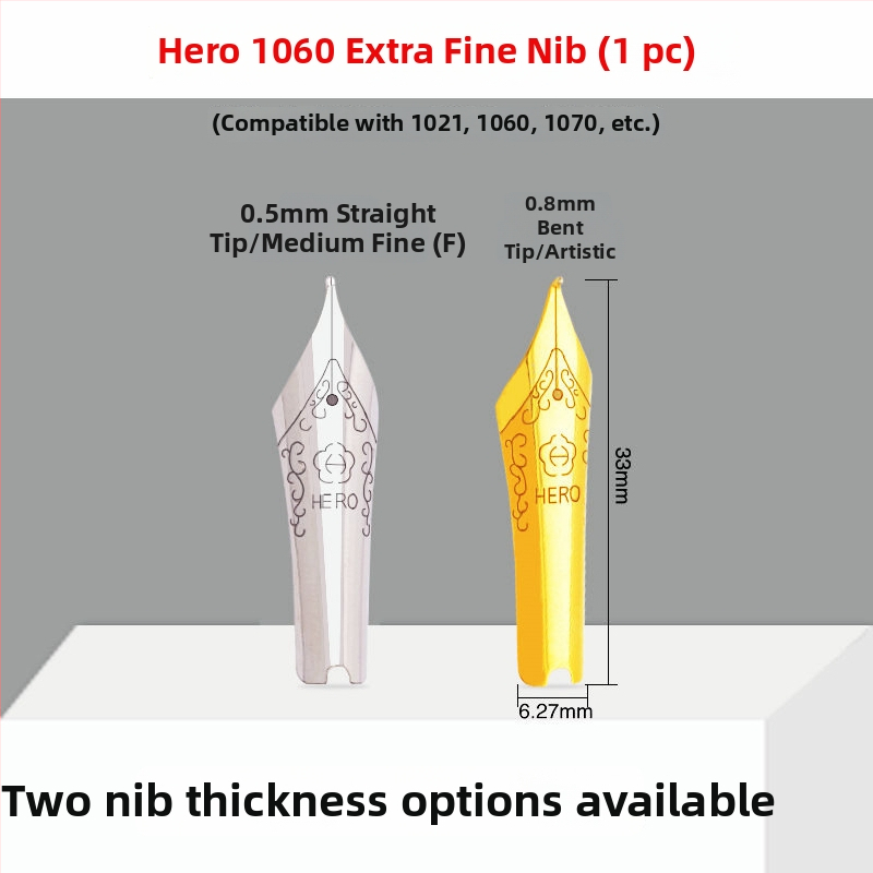 Hero EF hrot na pero — náhradný hrot pre plniace pero, kovový, kompatibilný s modelmi 359, 1060, 1021, 6006; balenie 10 kusov