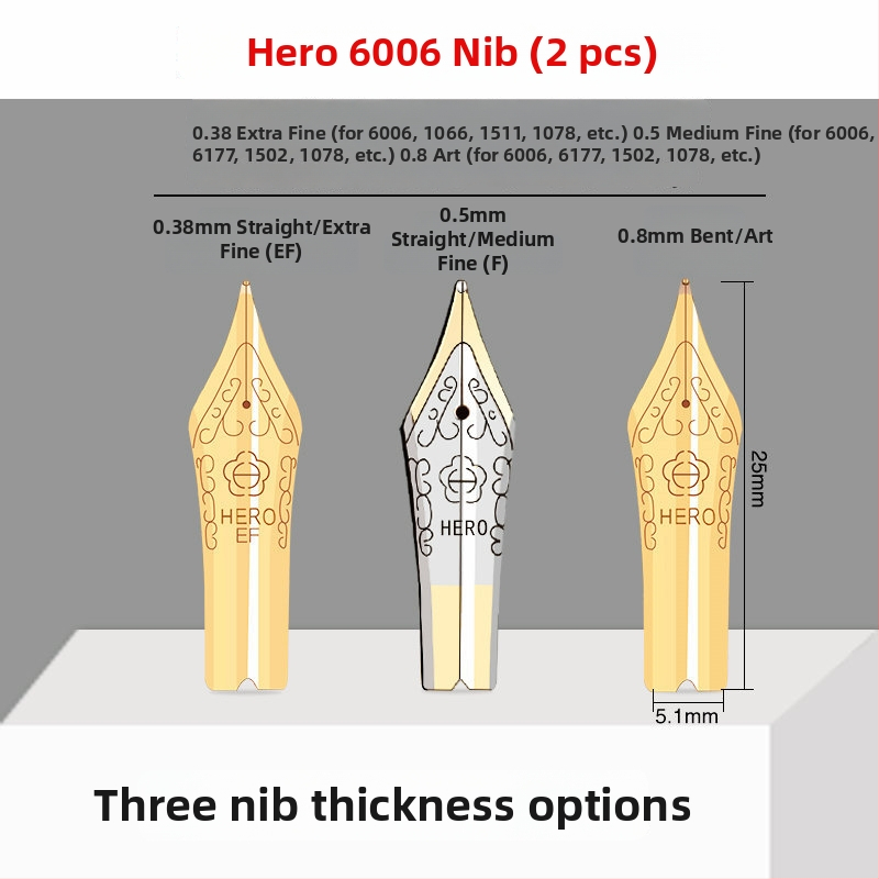 Hero EF hrot na pero — náhradný hrot pre plniace pero, kovový, kompatibilný s modelmi 359, 1060, 1021, 6006; balenie 10 kusov