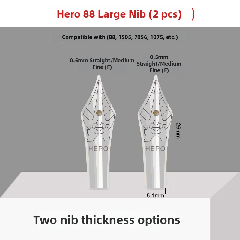 Hero EF hrot na pero — náhradný hrot pre plniace pero, kovový, kompatibilný s modelmi 359, 1060, 1021, 6006; balenie 10 kusov