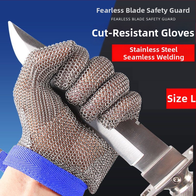 Rukavice z nehrdzavejúcej ocele, úroveň 5 proti rezu, pre elektrické píly a rezanie kovových drôtov – použitie v bitúnku