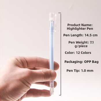 Glow pero pre denník, fluorescenčný zvýrazňovač na zvýraznenie kľúčových bodov, model 972-A, plastové telo, balenie v taške, prispôsobiteľné