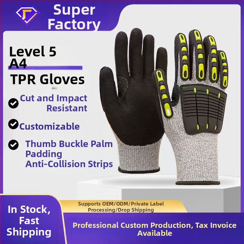 Rukavice proti rezaniu úrovne 5, HPPE + matný nitril, protisklzné pre bezpečnosť