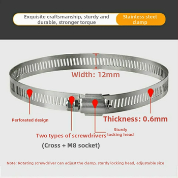 Spona z nerezu 304 na potrubie a káble, uzamykateľný prstencový objímka pre vodovodné a plynové rúry