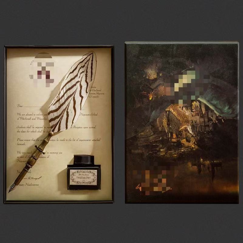 Páva toll merülő toll készlet, ötvözet tollheggyel, modell SW-914, tolltartóval, ajándékdobozban