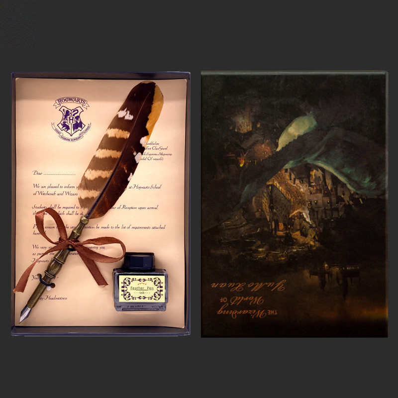 Páva toll merülő toll készlet, ötvözet tollheggyel, modell SW-914, tolltartóval, ajándékdobozban