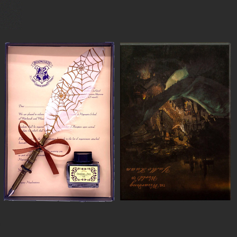 Páva toll merülő toll készlet, ötvözet tollheggyel, modell SW-914, tolltartóval, ajándékdobozban