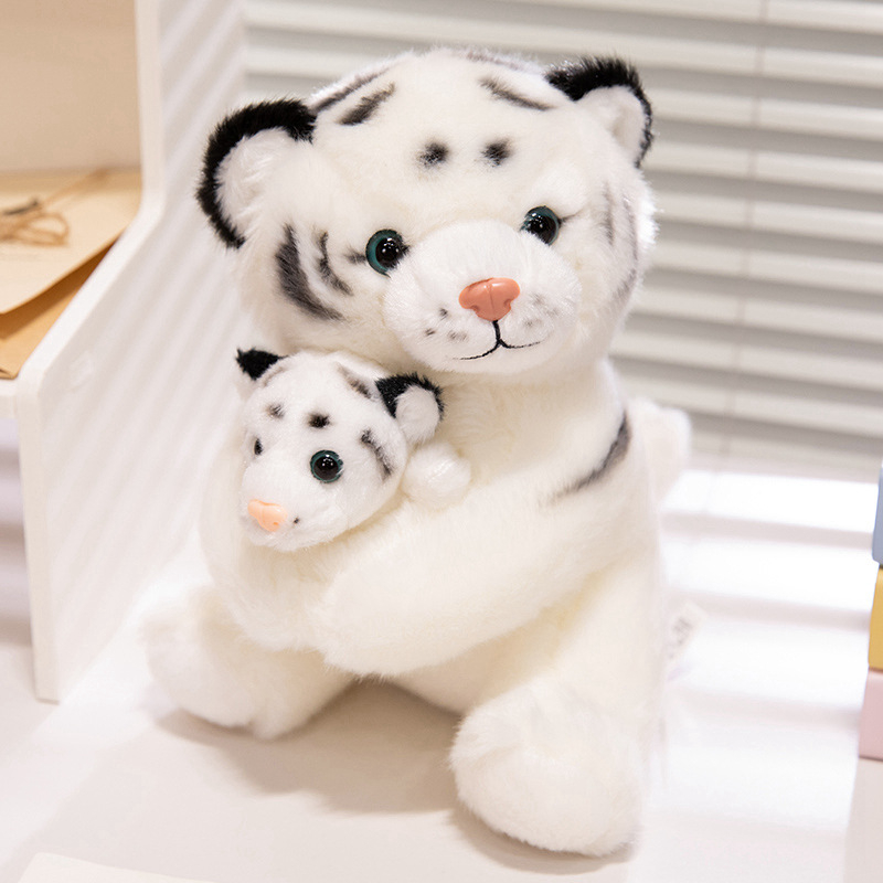 Tigar plišana lutka – majka i dijete, mekani kratki pliš, PP pamuk punilo, poliestersko vlakno, marka Yirongfang, za djecu 4–6 godina