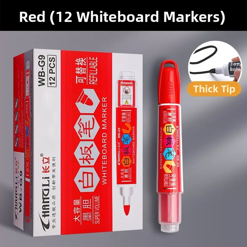 Náhradný sáčok s atramentom pre marker na tabuľu, model WB-G9, 12 kusov v krabičke, plastové puzdro, šírka čiary 1–2 mm, kancelárske použitie