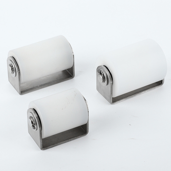Roată din oțel inoxidabil cu role din nylon pentru uși glisante, roată de poziționare, rulment dublu, utilizare industrială; dimensiuni 40×50 / 40×65 / 50×65
